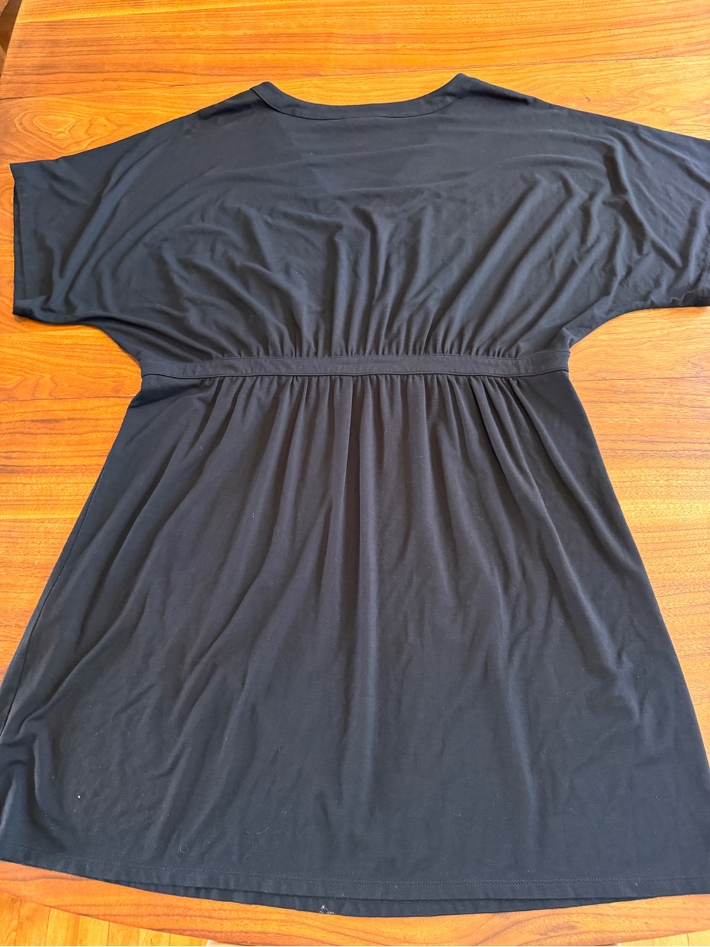J Jill Jersey Knit Short Sleeve Black Dress with Gathered Waist Like New Sz XL - Picture 2 of 7